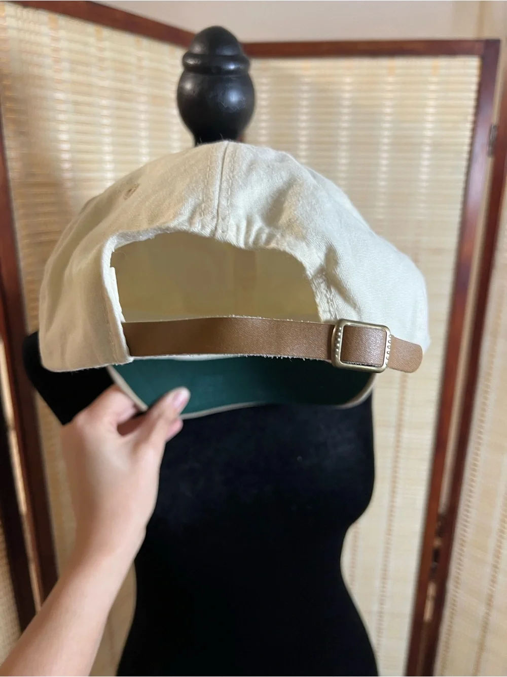 Vintage Cobra Caps Two Tone Suede Brim Dad Hat Off White Beige Green Underbrim